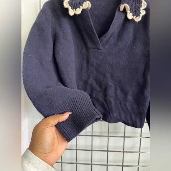 Sandro Jill Spread Collared Wool Sweater size 2 - Picture 4 of 8